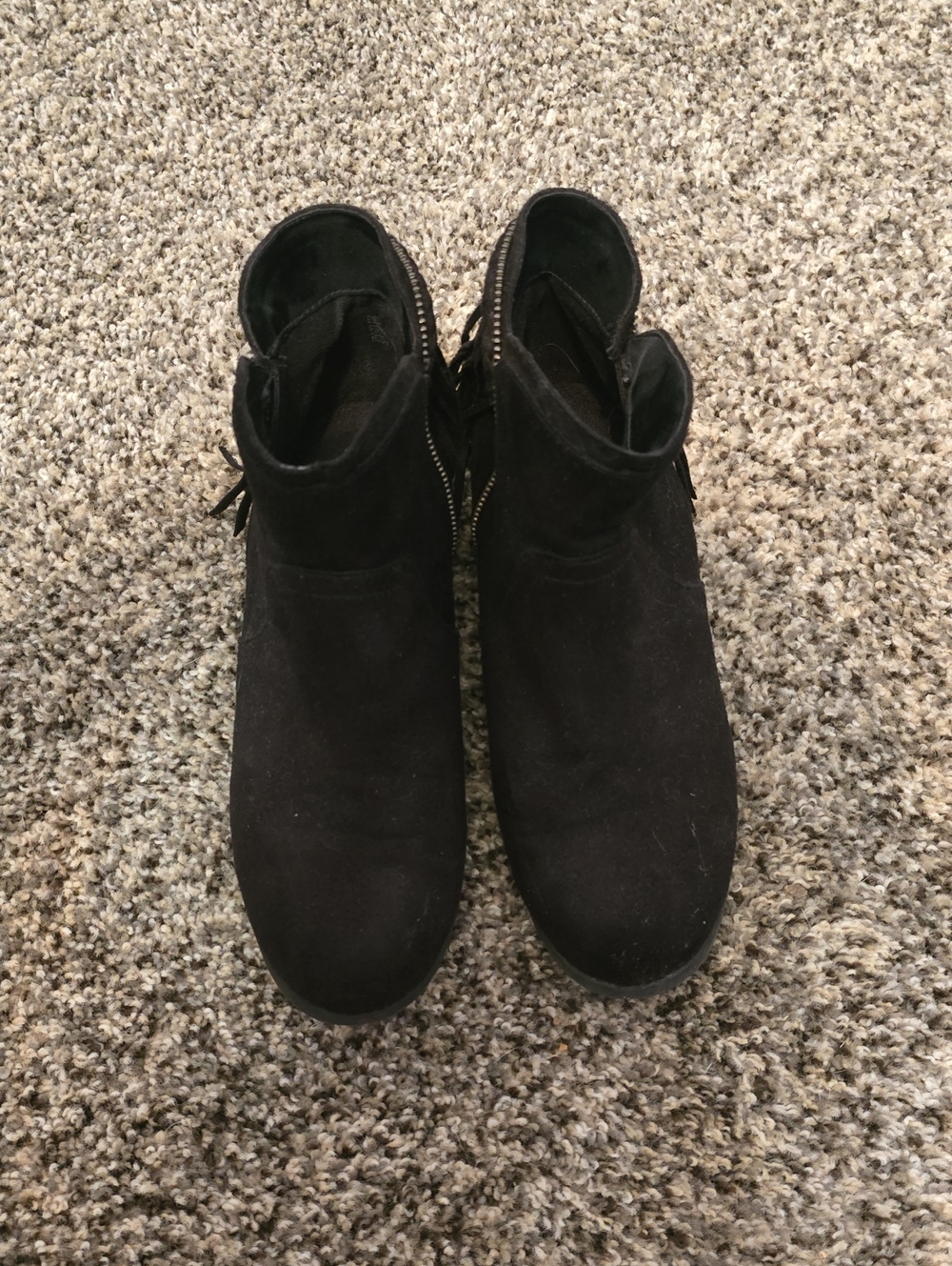 American Eagle Outfitters Black Suede Ankle Booties with Side Zip